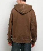 Ninth Hall Dragon Fire Brown Wash Zip Hoodie