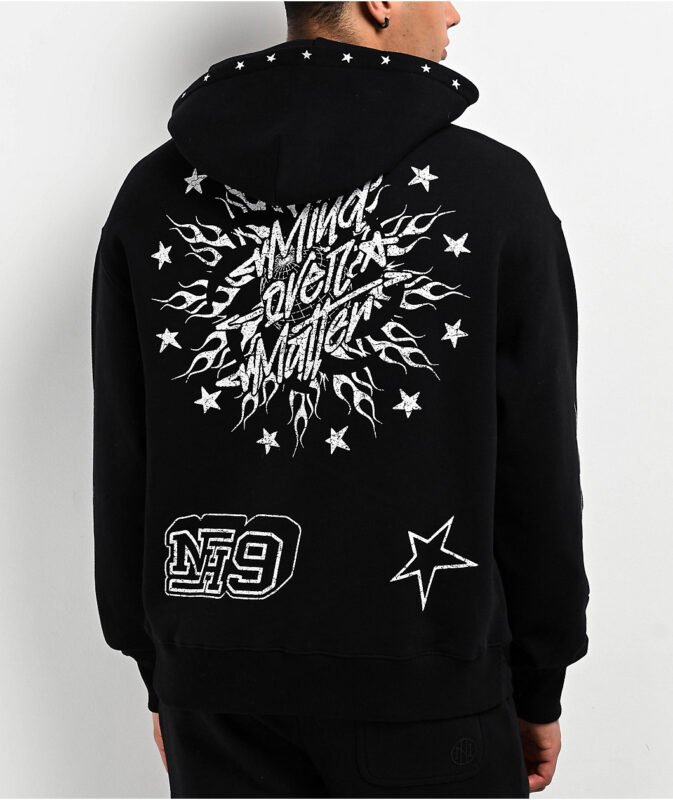 Ninth Hall Flame Boxy Hoodie in Black