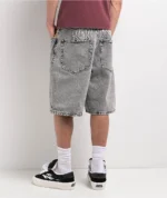 Ninth Hall Waylay Embroidered Grey Wash Denim Shorts