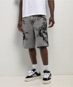 Ninth Hall Waylay Tussle Grey Wash Denim Shorts