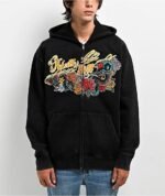 Ninth Hall Big Moves Black Wash Zip Up Hoodie