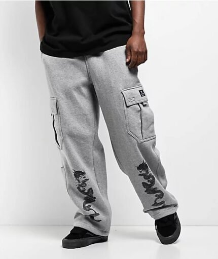 Dragon Ninth Hall Grey Baggy Cargo Sweatpants