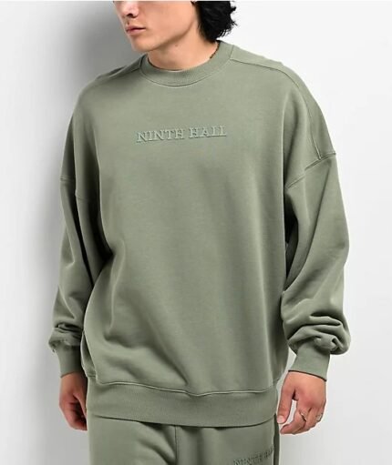 Light Green Oversized Ninth Hall Crewneck Men’s Sweatshirt