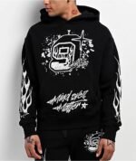 Ninth Hall Flame Boxy Hoodie in Black