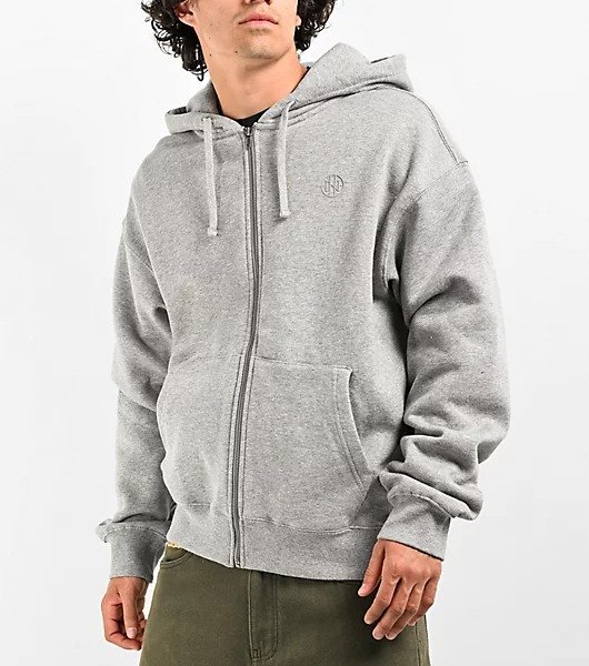Fundamentals Ninth Hall Heather Grey Zip Up Hoodie Fundamentals Ninth Hall Heather Grey Zip Up Hoodie